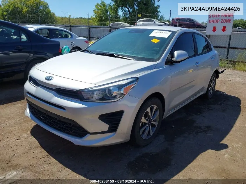 2021 Kia Rio S VIN: 3KPA24AD9ME424426 Lot: 40288159