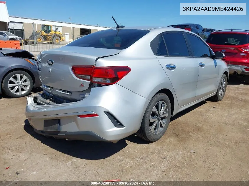 2021 Kia Rio S VIN: 3KPA24AD9ME424426 Lot: 40288159