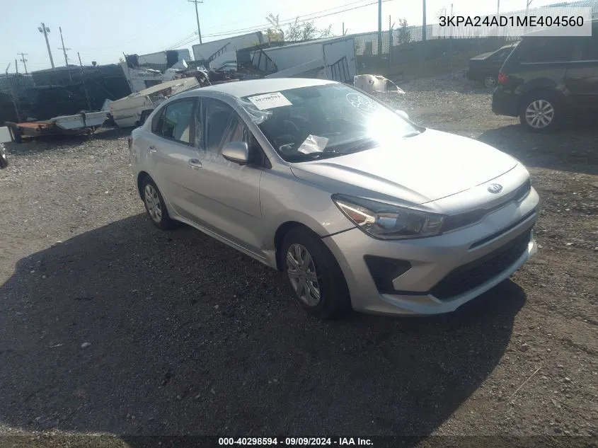 2021 Kia Rio S VIN: 3KPA24AD1ME404560 Lot: 40298594