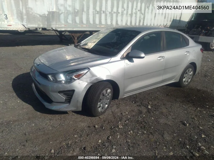 2021 Kia Rio S VIN: 3KPA24AD1ME404560 Lot: 40298594