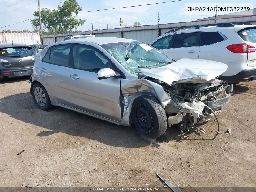 2021 Kia Rio Lx VIN: 3KPA24AD0ME382289 Lot: 40311996