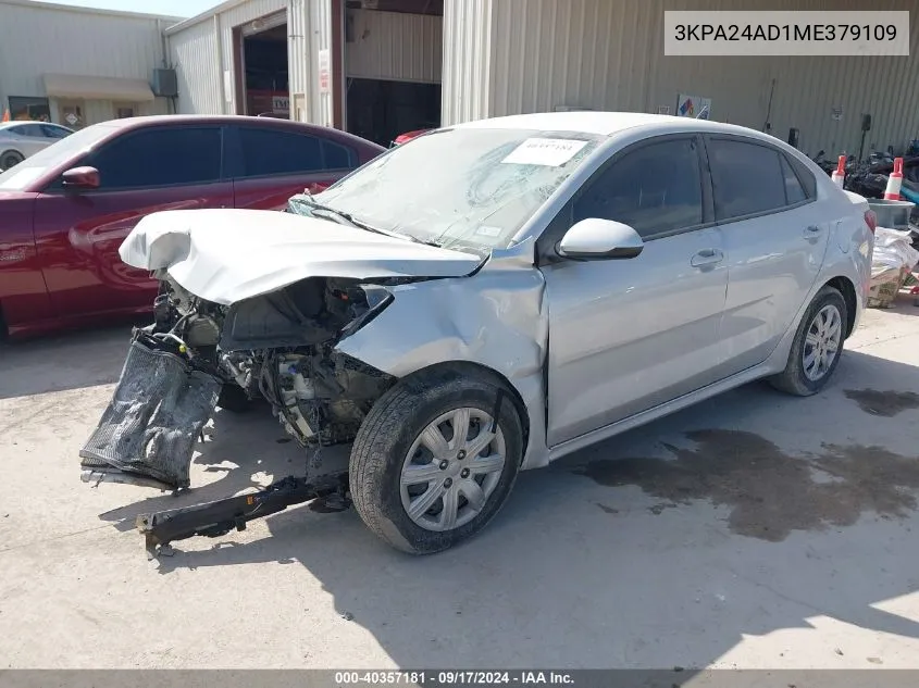 2021 Kia Rio Lx VIN: 3KPA24AD1ME379109 Lot: 40357181