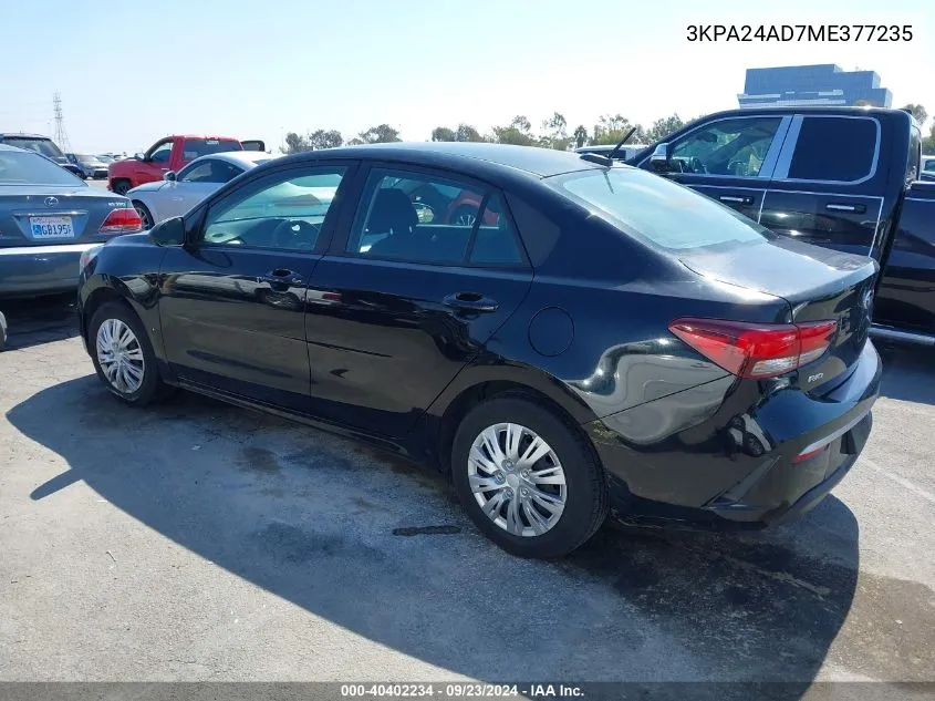 2021 Kia Rio Lx VIN: 3KPA24AD7ME377235 Lot: 40402234