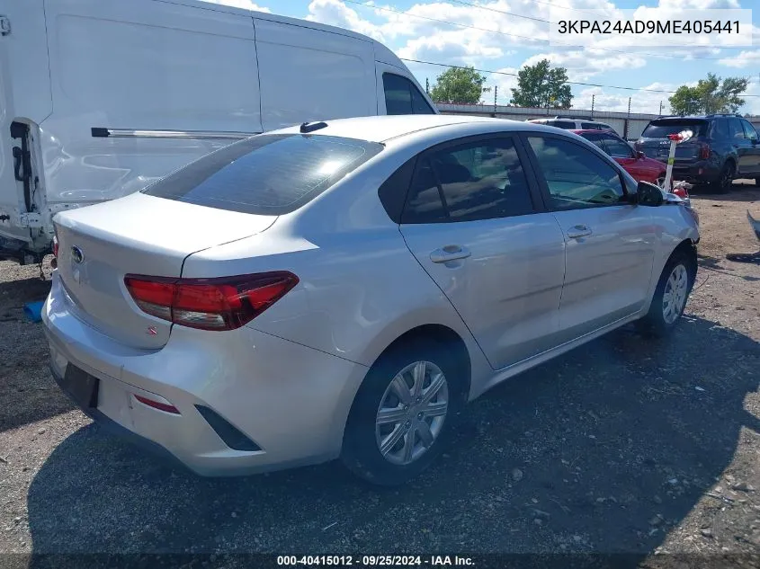 2021 Kia Rio S VIN: 3KPA24AD9ME405441 Lot: 40415012