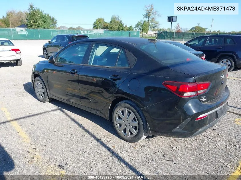 2021 Kia Rio S VIN: 3KPA24AD4ME371473 Lot: 40429770