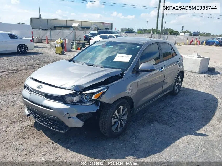 2021 Kia Rio 5-Door S VIN: 3KPA25AD5ME385744 Lot: 40488582