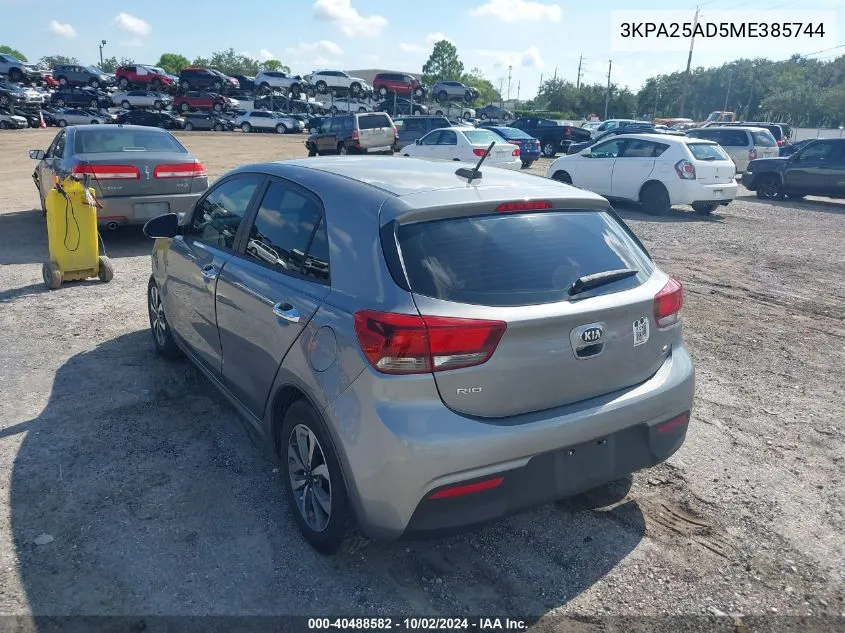 2021 Kia Rio 5-Door S VIN: 3KPA25AD5ME385744 Lot: 40488582