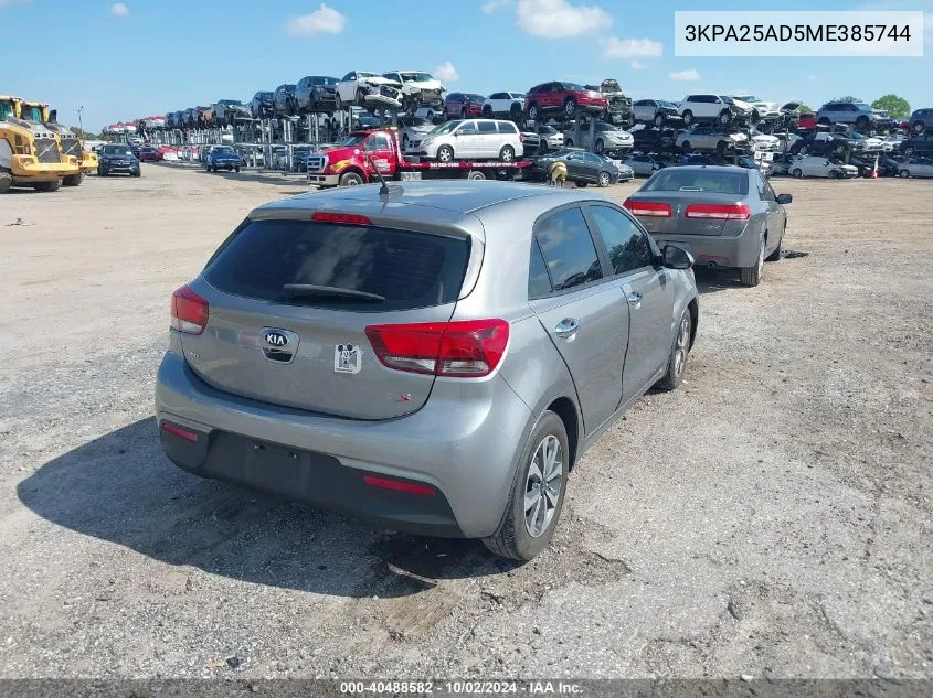 2021 Kia Rio 5-Door S VIN: 3KPA25AD5ME385744 Lot: 40488582