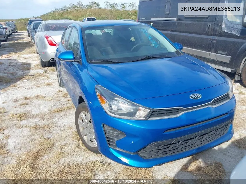 2021 Kia Rio S VIN: 3KPA24AD8ME366213 Lot: 40542546