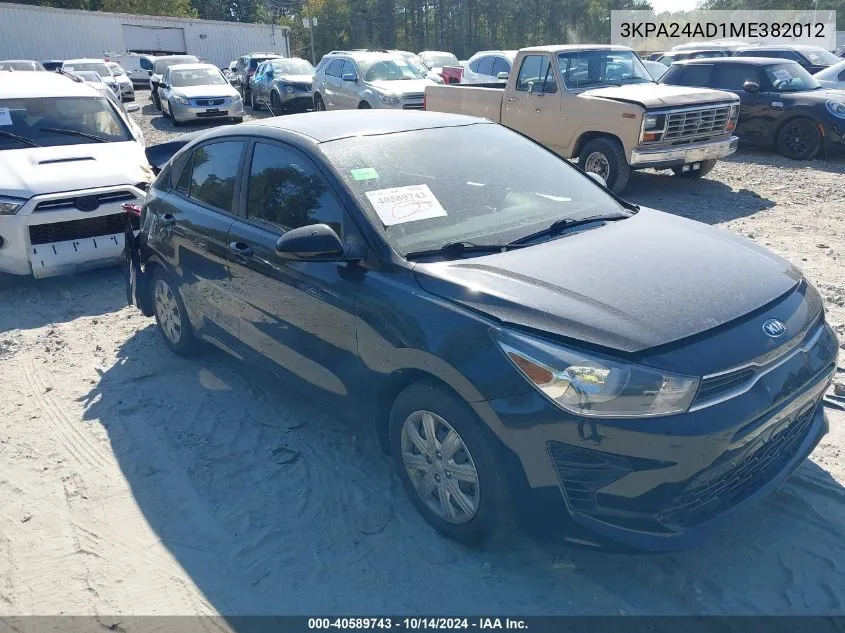 2021 Kia Rio Lx VIN: 3KPA24AD1ME382012 Lot: 40589743