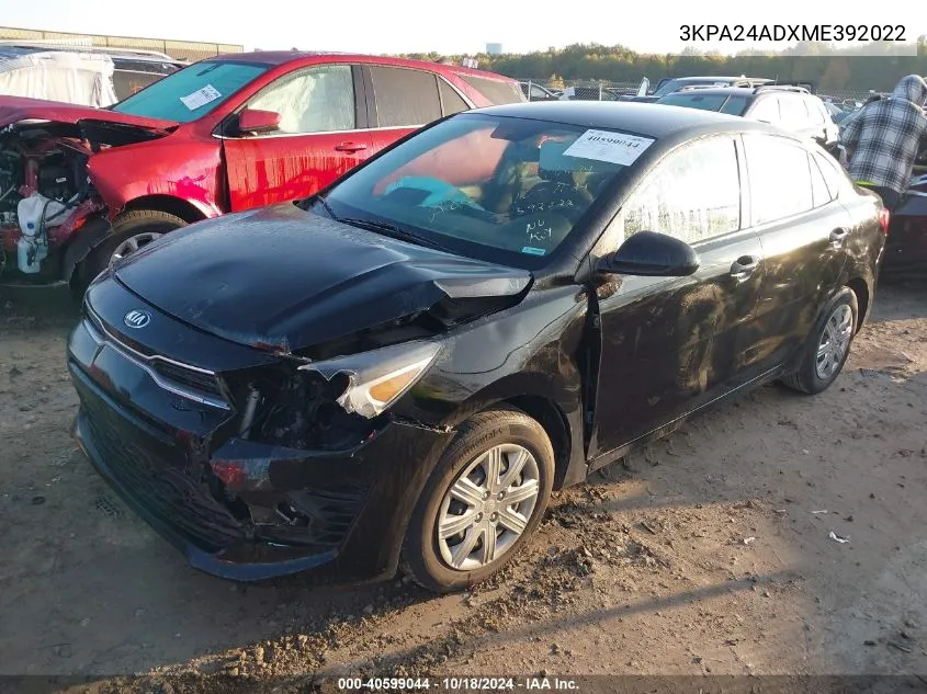 2021 Kia Rio S VIN: 3KPA24ADXME392022 Lot: 40599044