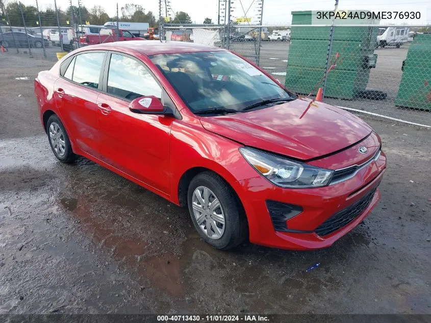 2021 Kia Rio S VIN: 3KPA24AD9ME376930 Lot: 40713430