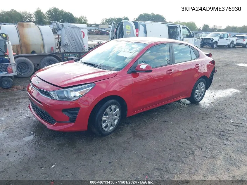 2021 Kia Rio S VIN: 3KPA24AD9ME376930 Lot: 40713430