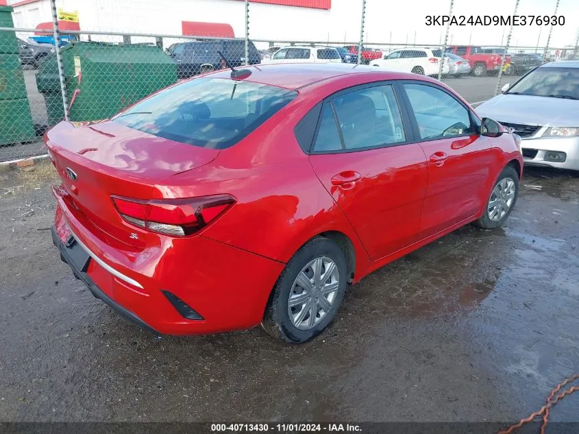 2021 Kia Rio S VIN: 3KPA24AD9ME376930 Lot: 40713430