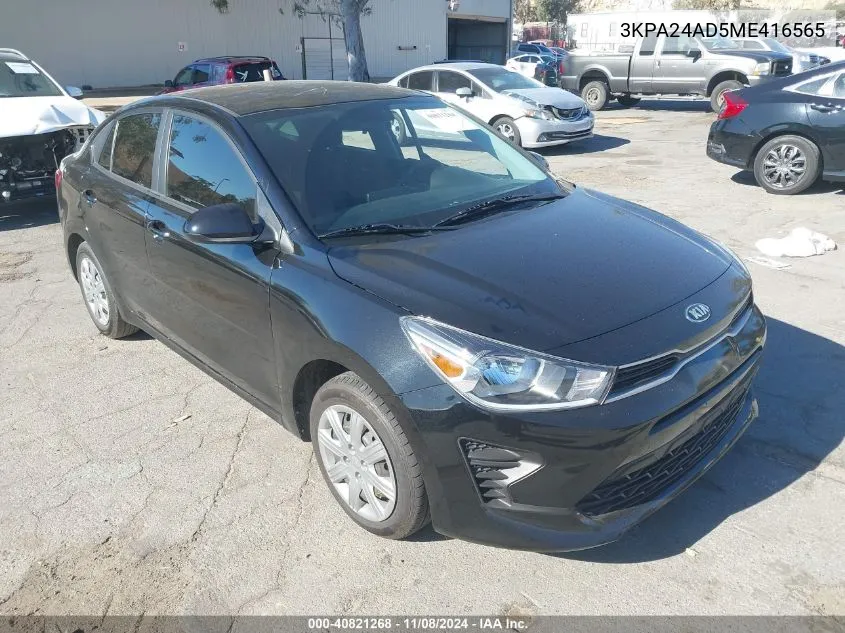 2021 Kia Rio Lx VIN: 3KPA24AD5ME416565 Lot: 40821268