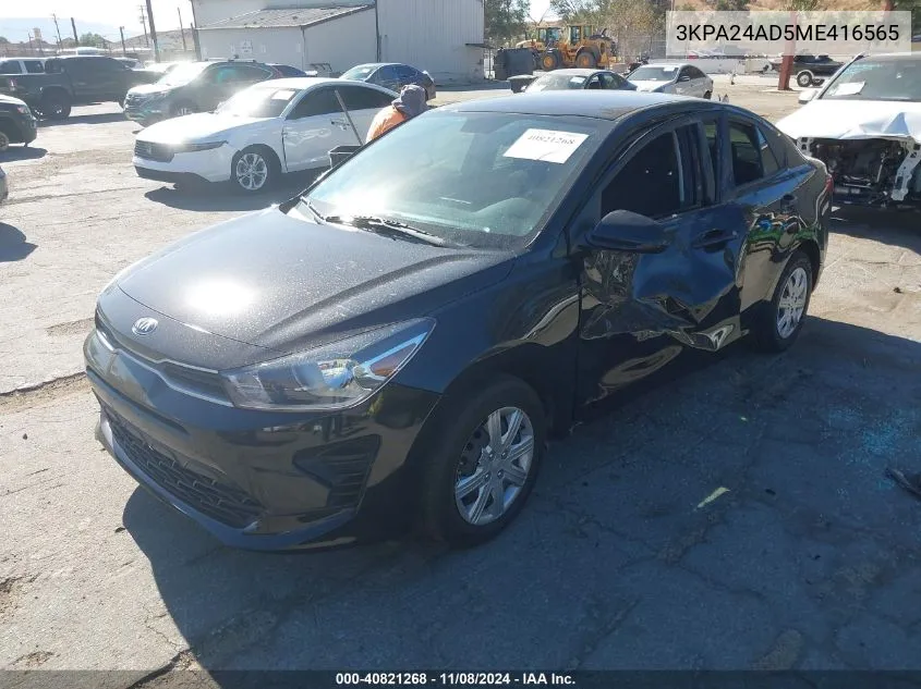 2021 Kia Rio Lx VIN: 3KPA24AD5ME416565 Lot: 40821268