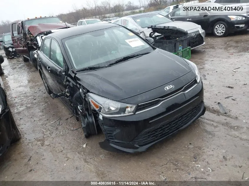 2021 Kia Rio S VIN: 3KPA24AD4ME401409 Lot: 40835815