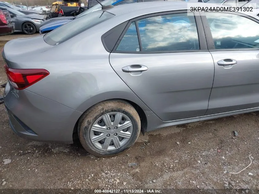 2021 Kia Rio S VIN: 3KPA24AD0ME391302 Lot: 40842127