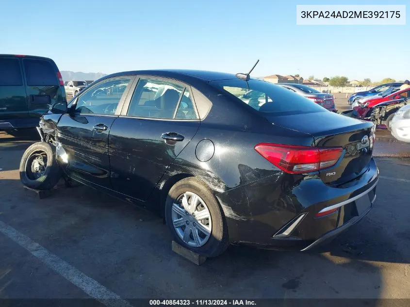 2021 Kia Rio S VIN: 3KPA24AD2ME392175 Lot: 40854323