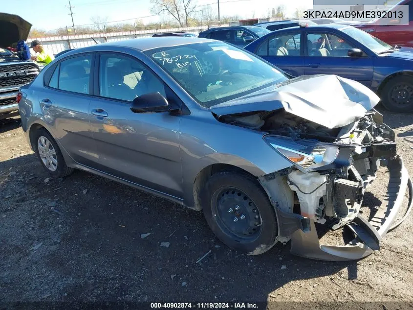 2021 Kia Rio S VIN: 3KPA24AD9ME392013 Lot: 40902874