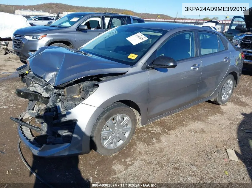 2021 Kia Rio S VIN: 3KPA24AD9ME392013 Lot: 40902874