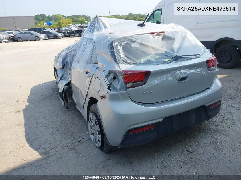 2022 Kia Rio 5-Door VIN: 3KPA25ADXNE473514 Lot: 12044846