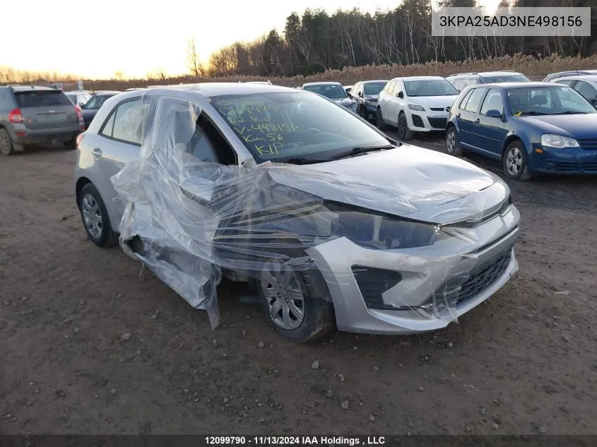 2022 Kia Rio 5-Door VIN: 3KPA25AD3NE498156 Lot: 12099790