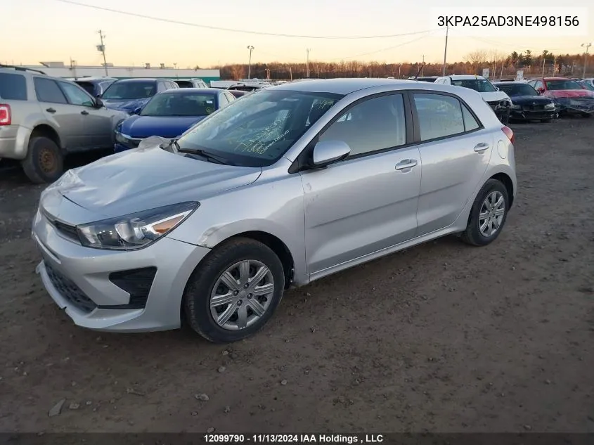 2022 Kia Rio 5-Door VIN: 3KPA25AD3NE498156 Lot: 12099790