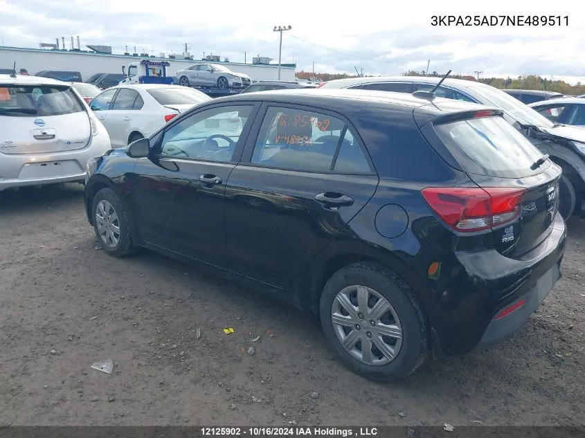 2022 Kia Rio 5-Door VIN: 3KPA25AD7NE489511 Lot: 12125902