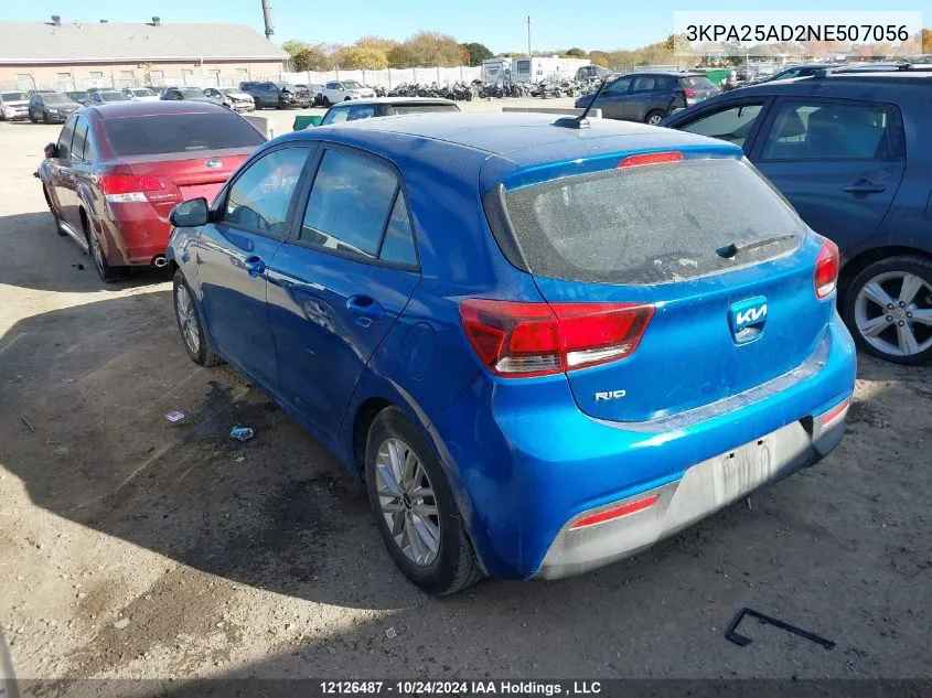 2022 Kia Rio 5-Door VIN: 3KPA25AD2NE507056 Lot: 12126487