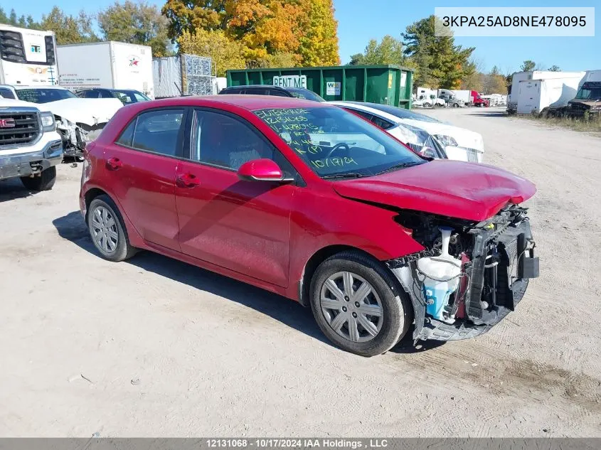 2022 Kia Rio 5-Door VIN: 3KPA25AD8NE478095 Lot: 12131068