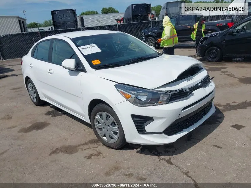 3KPA24AD0NE450608 2022 Kia Rio S