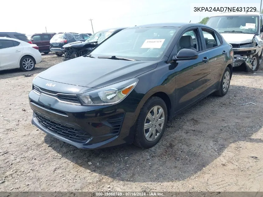 3KPA24AD7NE431229 2022 Kia Rio S