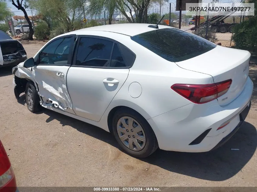 2022 Kia Rio Lx VIN: 3KPA24AD7NE497277 Lot: 39933380