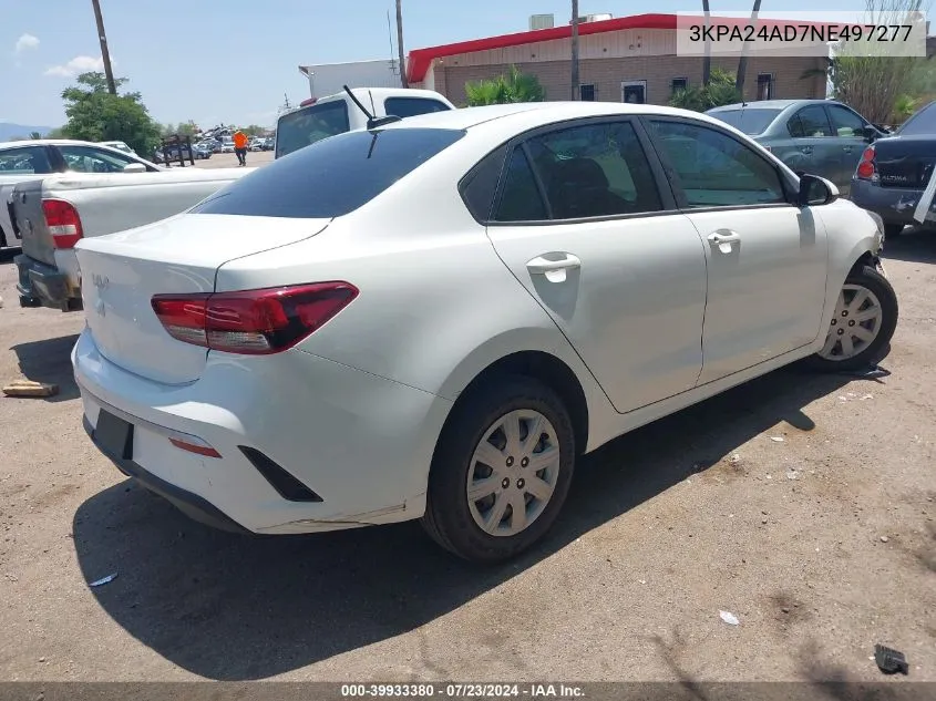 2022 Kia Rio Lx VIN: 3KPA24AD7NE497277 Lot: 39933380