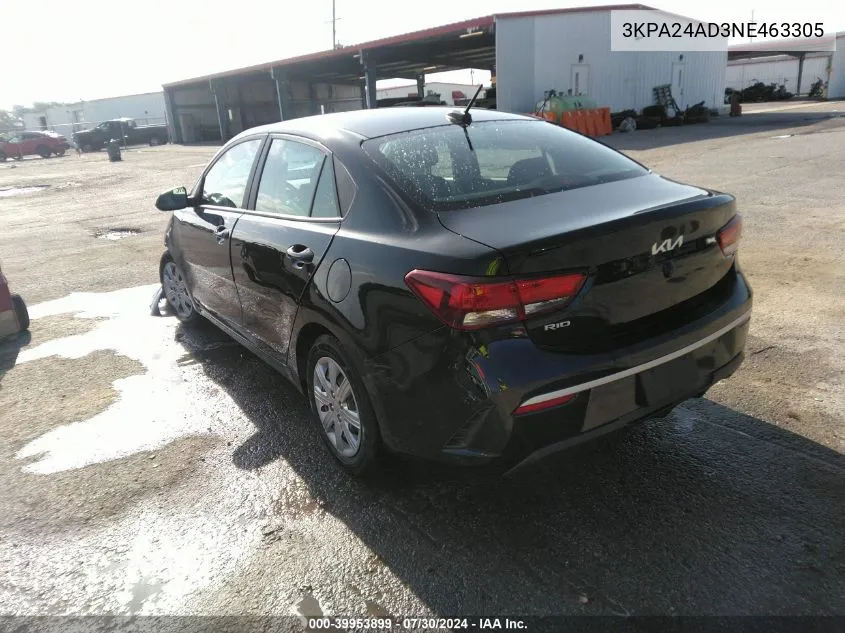 3KPA24AD3NE463305 2022 Kia Rio Lx