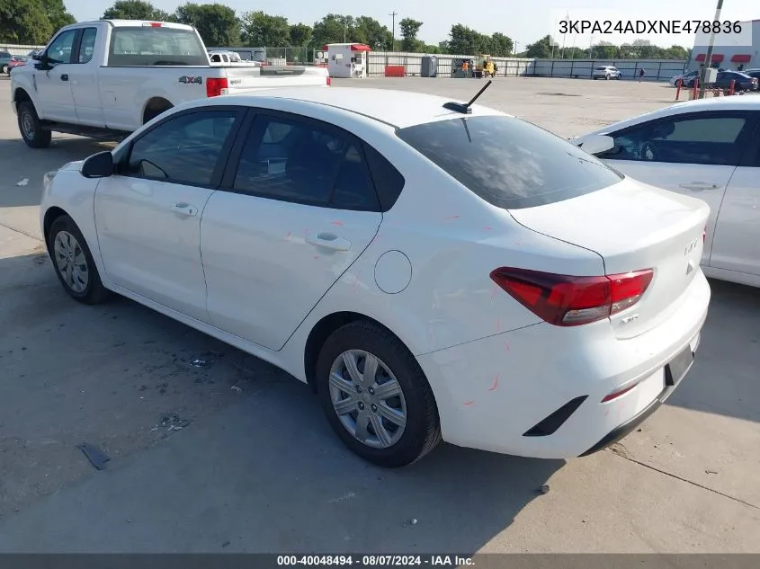 3KPA24ADXNE478836 2022 Kia Rio S