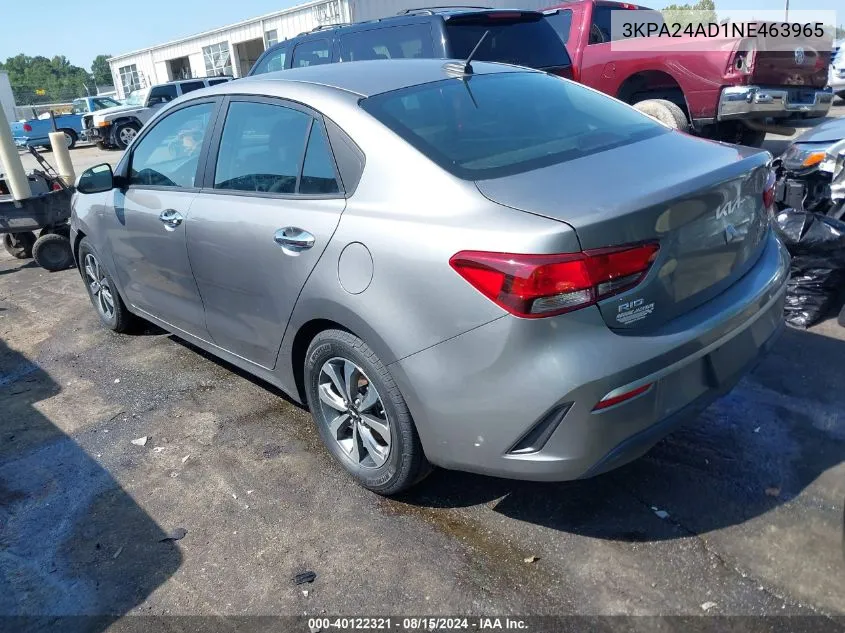 3KPA24AD1NE463965 2022 Kia Rio S