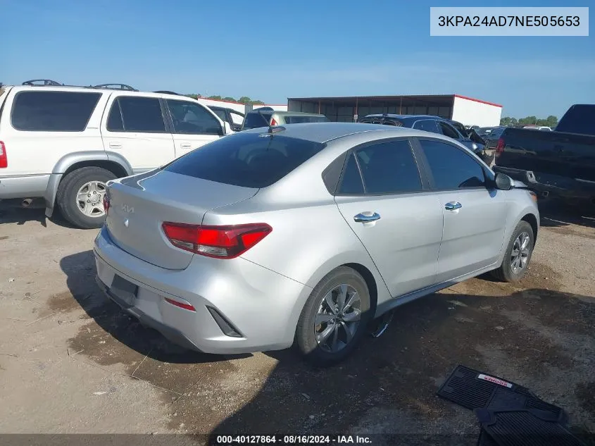 3KPA24AD7NE505653 2022 Kia Rio Lx/S