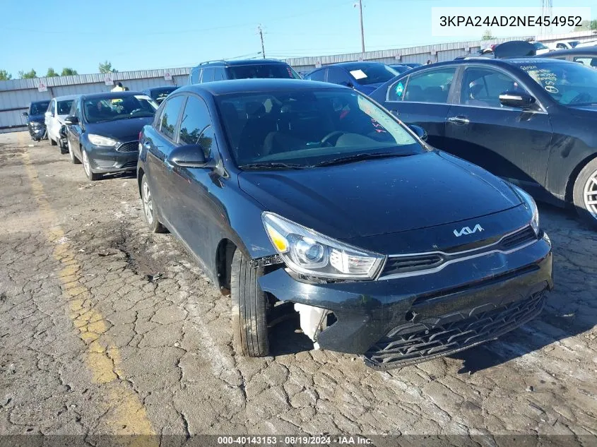 2022 Kia Rio S VIN: 3KPA24AD2NE454952 Lot: 40143153