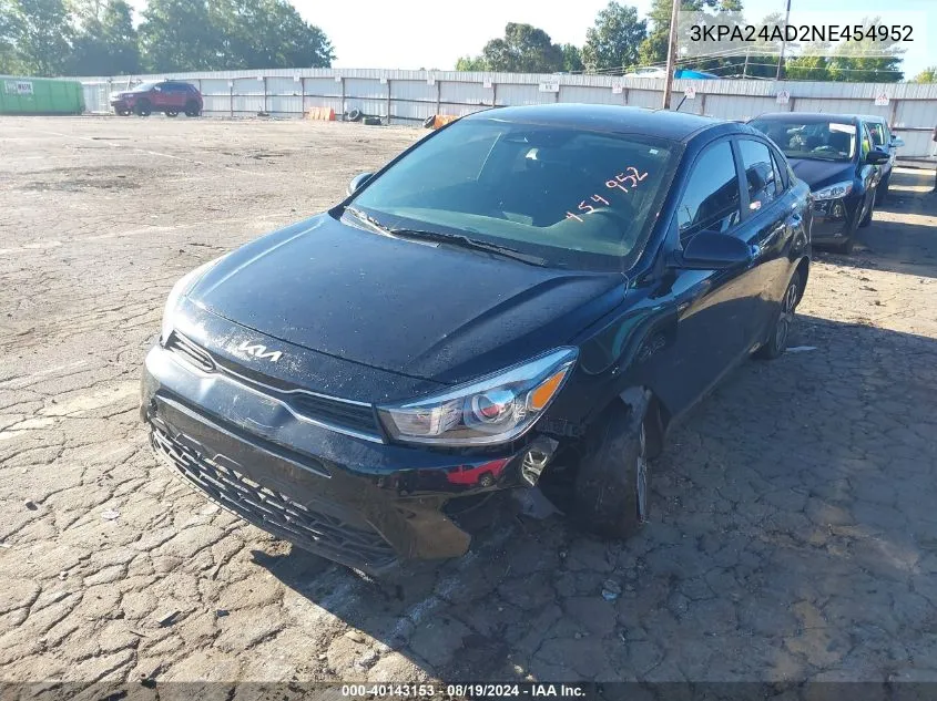 2022 Kia Rio S VIN: 3KPA24AD2NE454952 Lot: 40143153