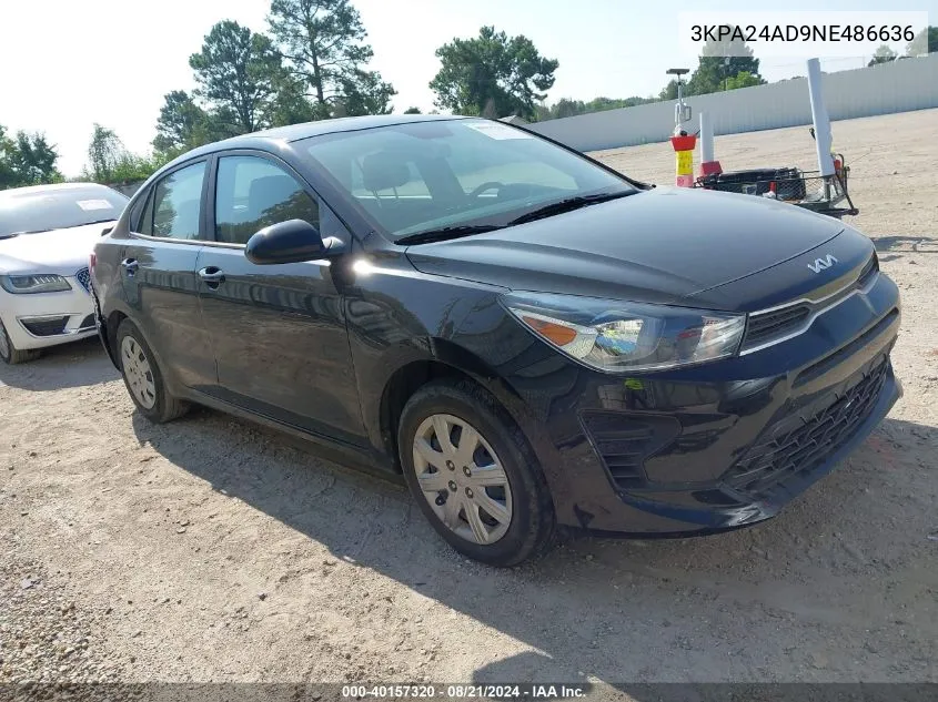 2022 Kia Rio Lx VIN: 3KPA24AD9NE486636 Lot: 40157320