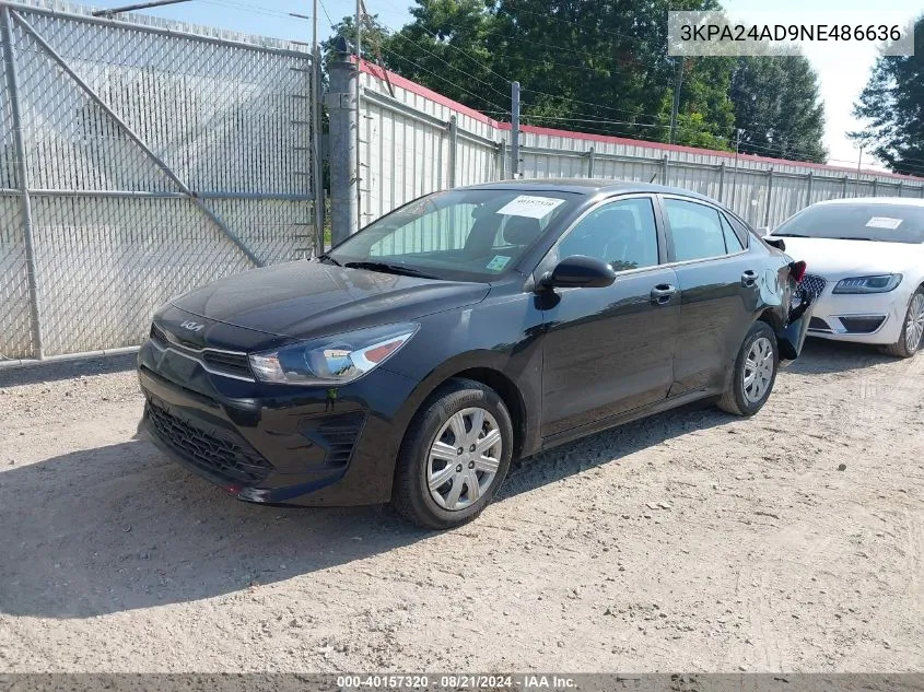 3KPA24AD9NE486636 2022 Kia Rio Lx