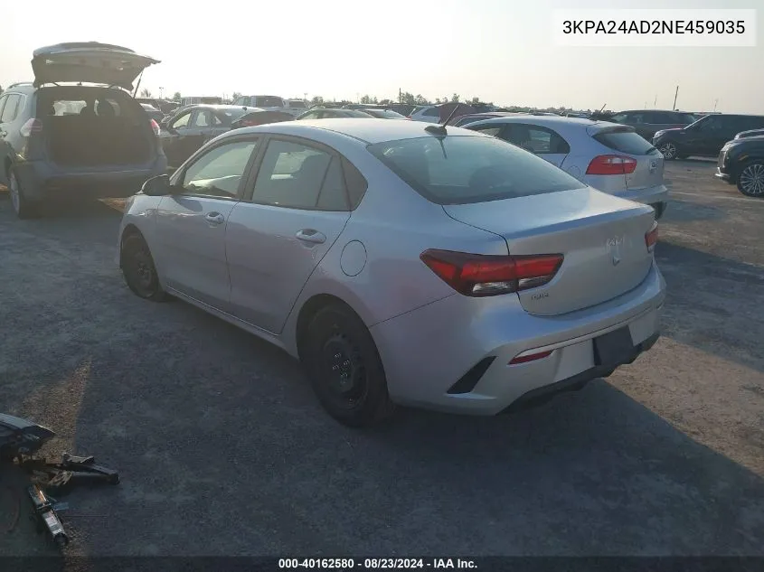 3KPA24AD2NE459035 2022 Kia Rio S