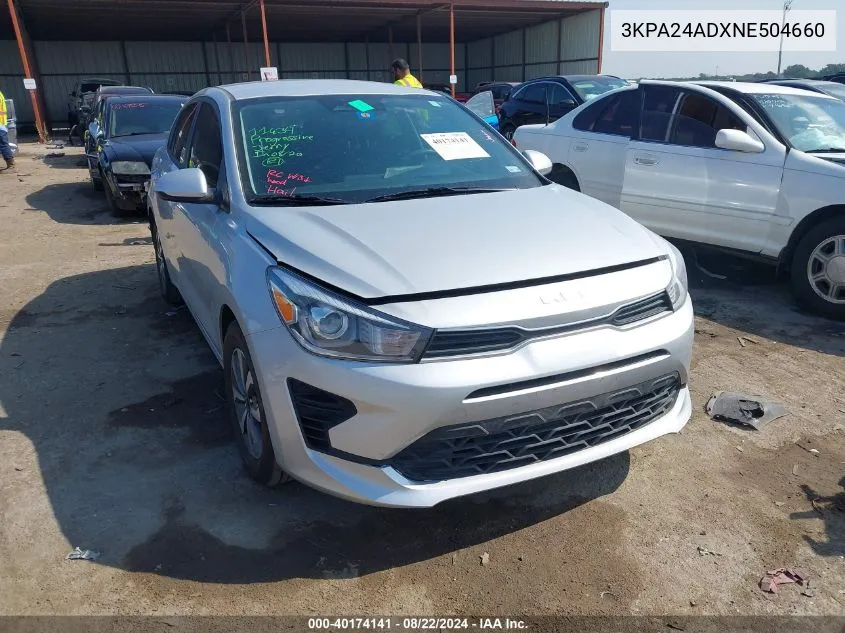 2022 Kia Rio S VIN: 3KPA24ADXNE504660 Lot: 40174141