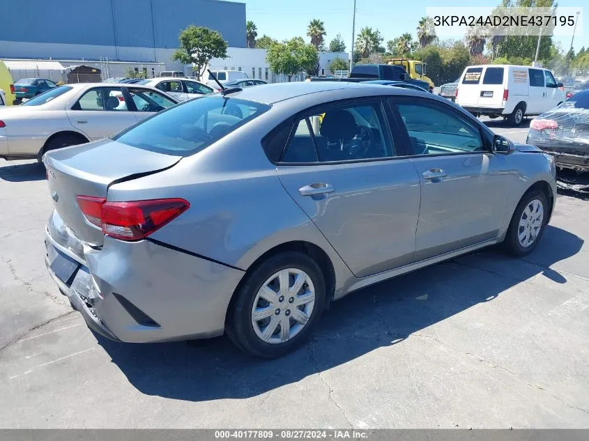 3KPA24AD2NE437195 2022 Kia Rio S