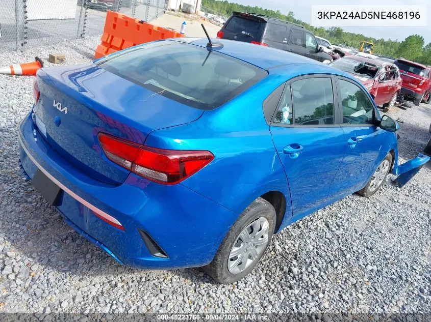 3KPA24AD5NE468196 2022 Kia Rio S