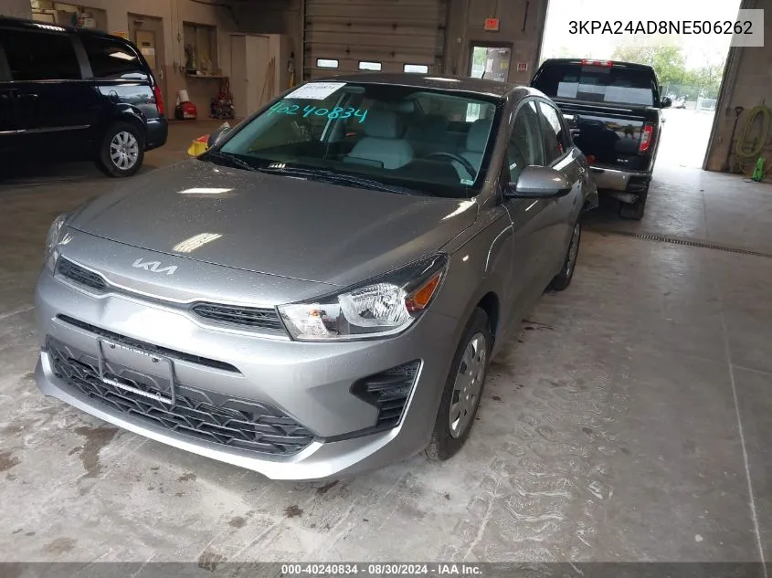 2022 Kia Rio S VIN: 3KPA24AD8NE506262 Lot: 40240834