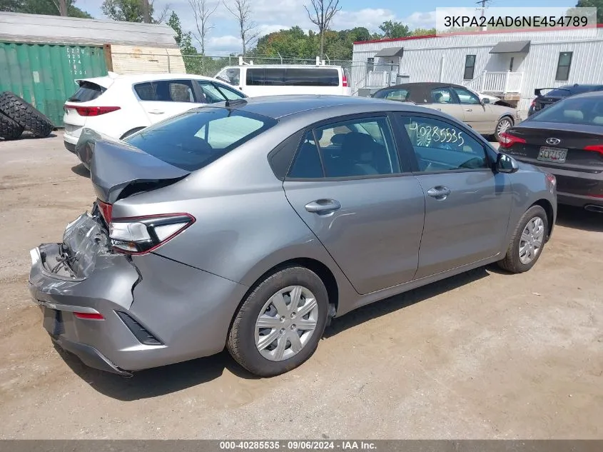 2022 Kia Rio S VIN: 3KPA24AD6NE454789 Lot: 40285535