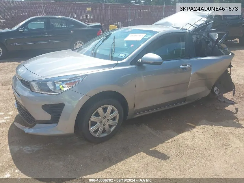 3KPA24AD0NE461673 2022 Kia Rio S